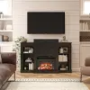 Hawke's Bay Farmhouse Black Oak Fireplace Mantel with Bookshelves