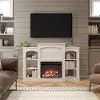 Hawke's Bay Farmhouse Ivory Oak Fireplace Mantel with Bookshelves