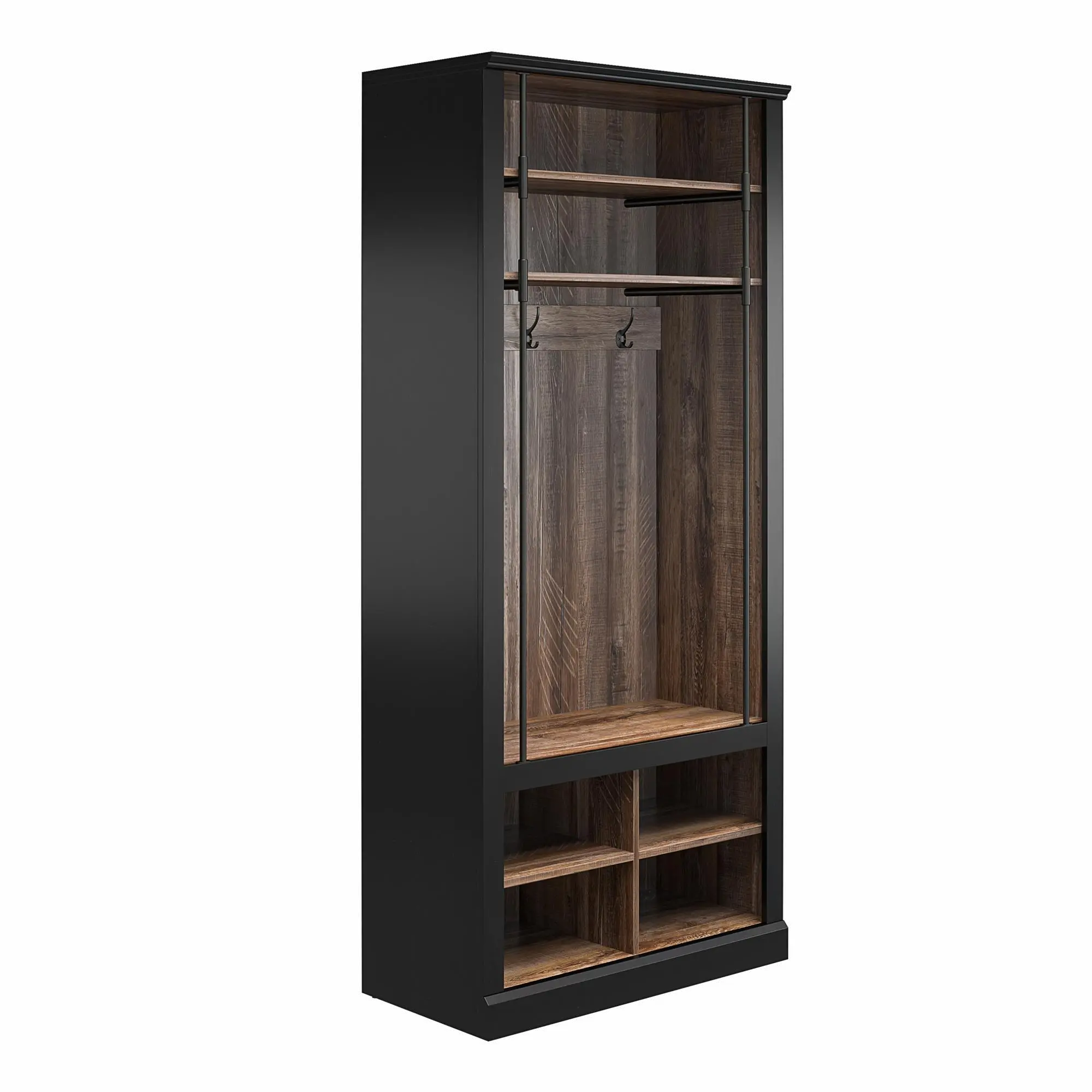 Hoffman Two-Toned Entryway Hall Tree with Bench and Storage Cubbies-4