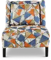 Piccolo Cream, Orange, and Blue Accent Chair