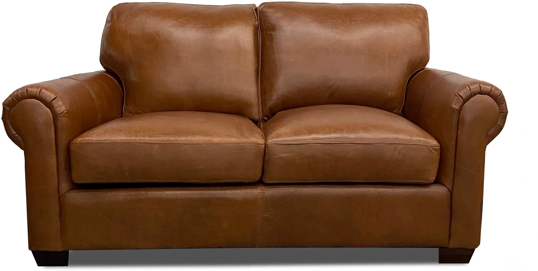 Saddle Brown Leather Loveseat-1