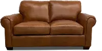 Saddle Brown Leather Loveseat