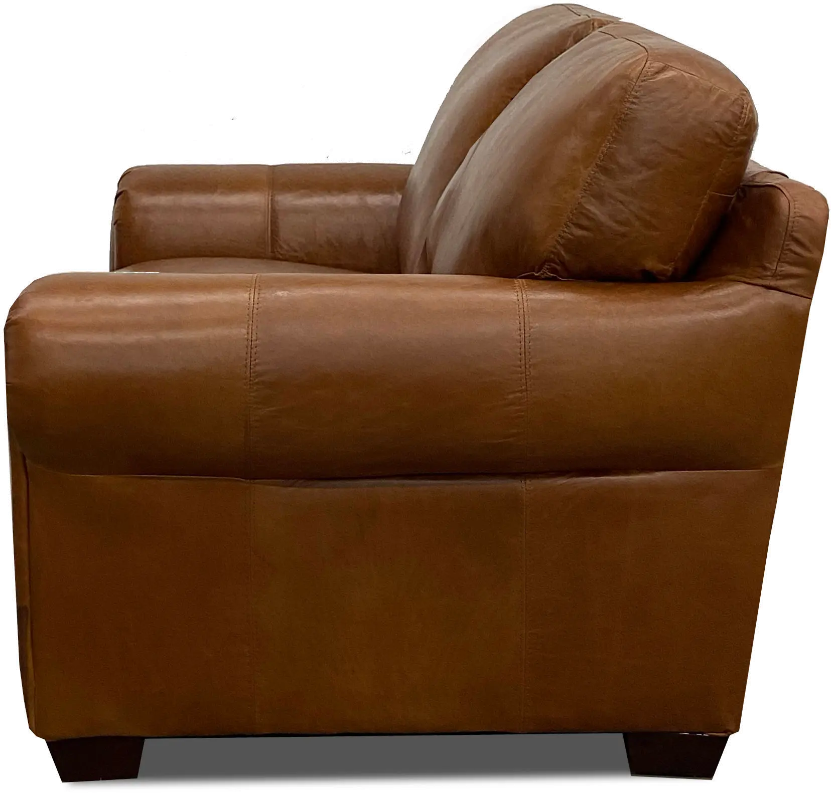Saddle Brown Leather Loveseat-3