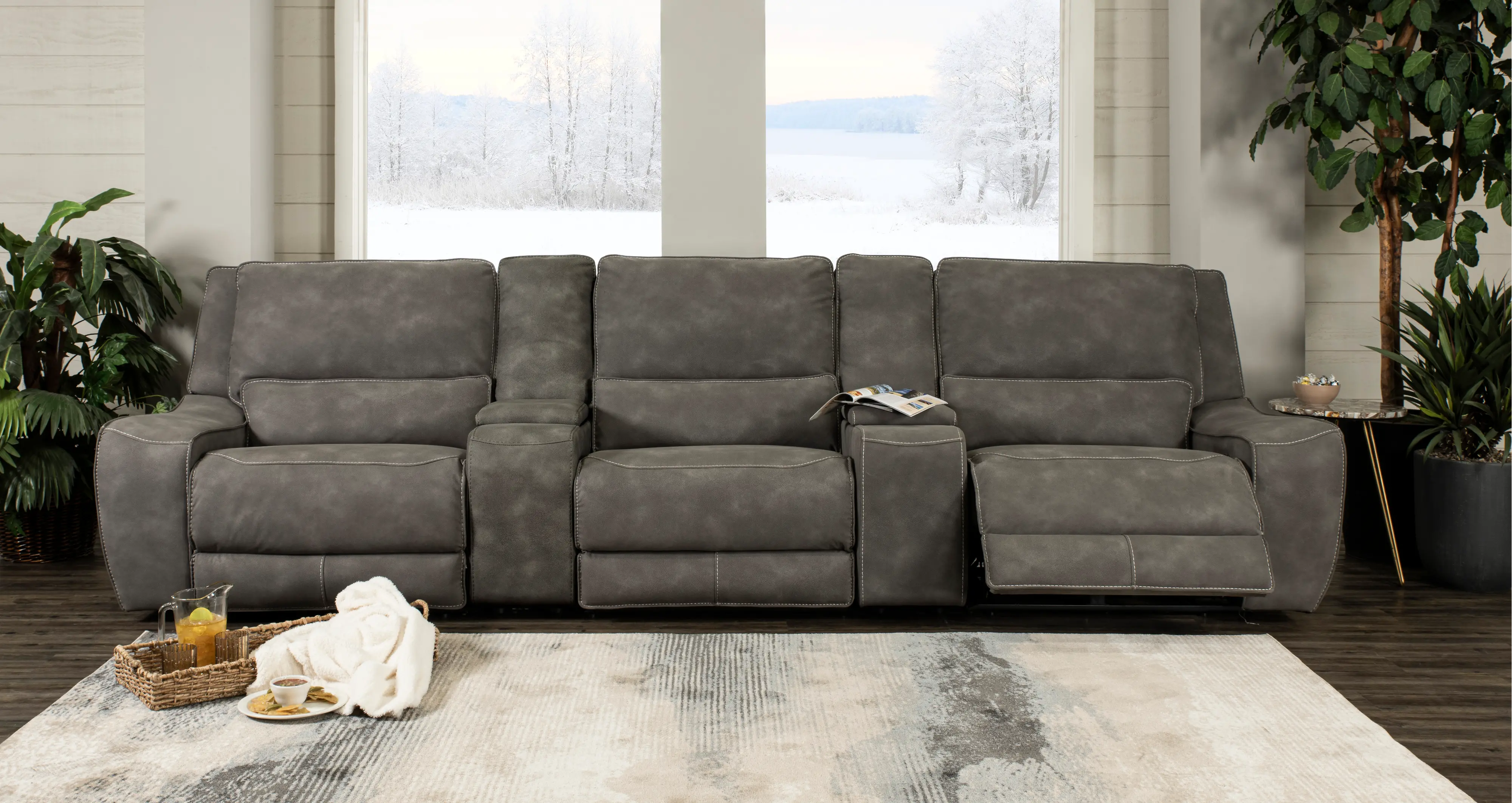 Sauvage Charcoal Gray Power Reclining Home Theater Sectional-2