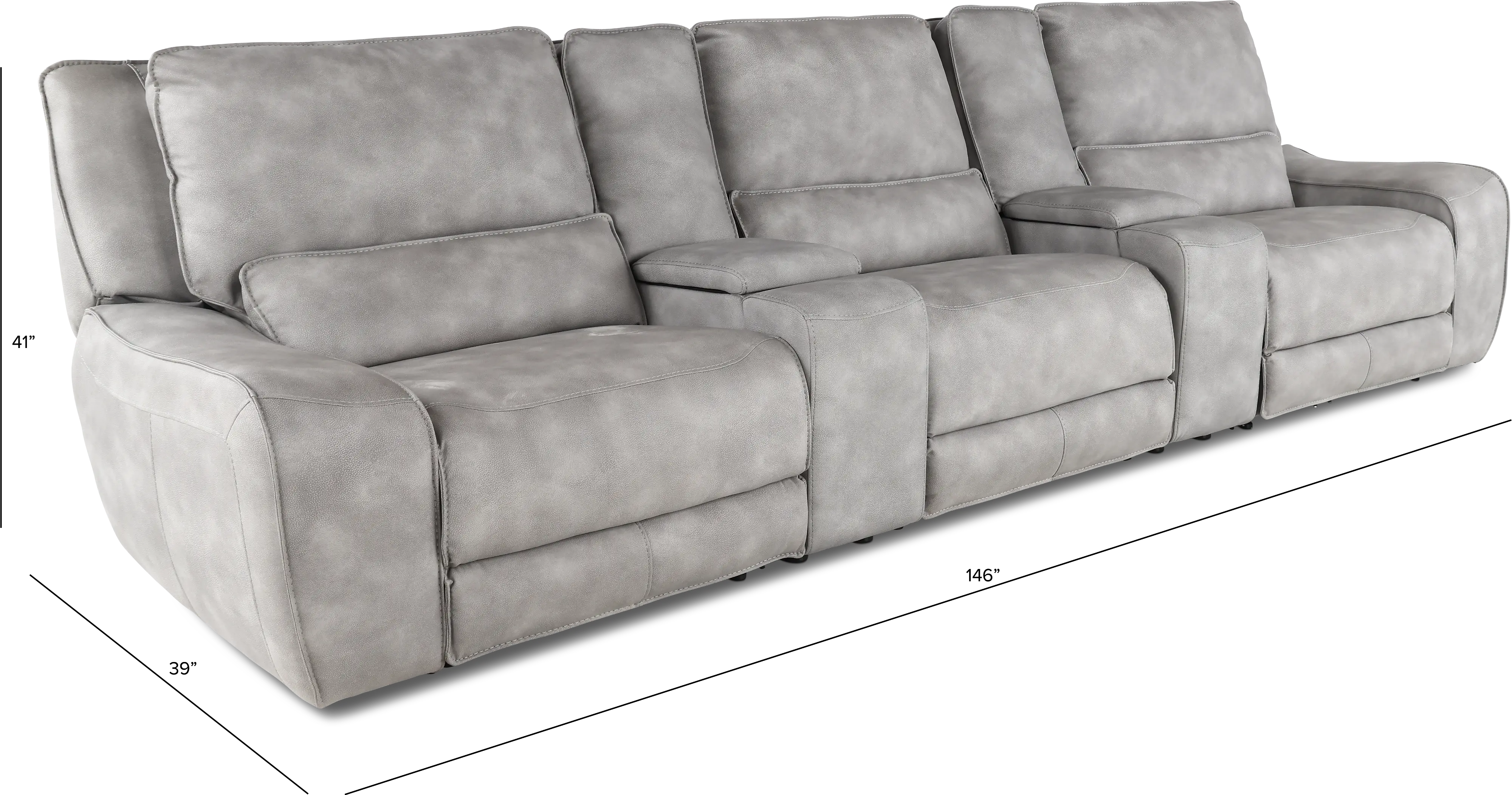 Sauvage Light Gray Power Reclining Home Theater Sectional-3
