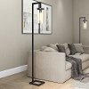 Malva Blackened Bronze Floor Lamp with Seeded Glass Shade