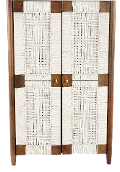 Taffyta Off-White and Brown Tall Cabinet