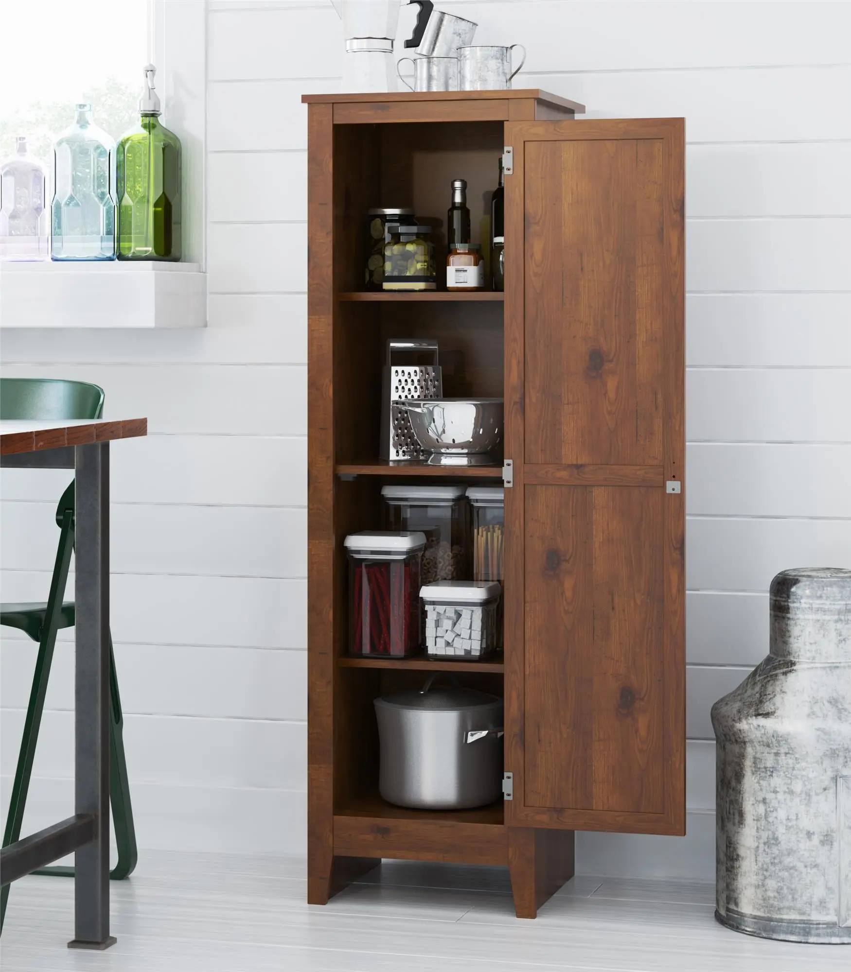 Milford Pine Single Door Storage Pantry-2