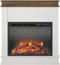 Mateo Ivory Fireplace with Rustic Mantel