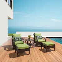 Barcelo Green 5 Piece Motion Club Chairs with Ottomans Patio Set