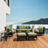 Barcelo Green 7 Piece Seating Set with Motion Club Chairs Patio Set
