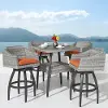 Cannes Orange 5 Piece Barstool Patio Set