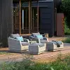 Cannes Gray 5 Piece Club Chairs with Ottomans Patio Set