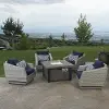 Cannes Navy 5 Piece Club Chairs and Fire Table Patio Set