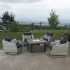 Cannes Navy 5 Piece Club Chairs and Fire Table Patio Set