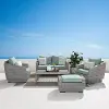 Cannes Light Blue 5 Piece Loveseat with Club Chairs Patio Set