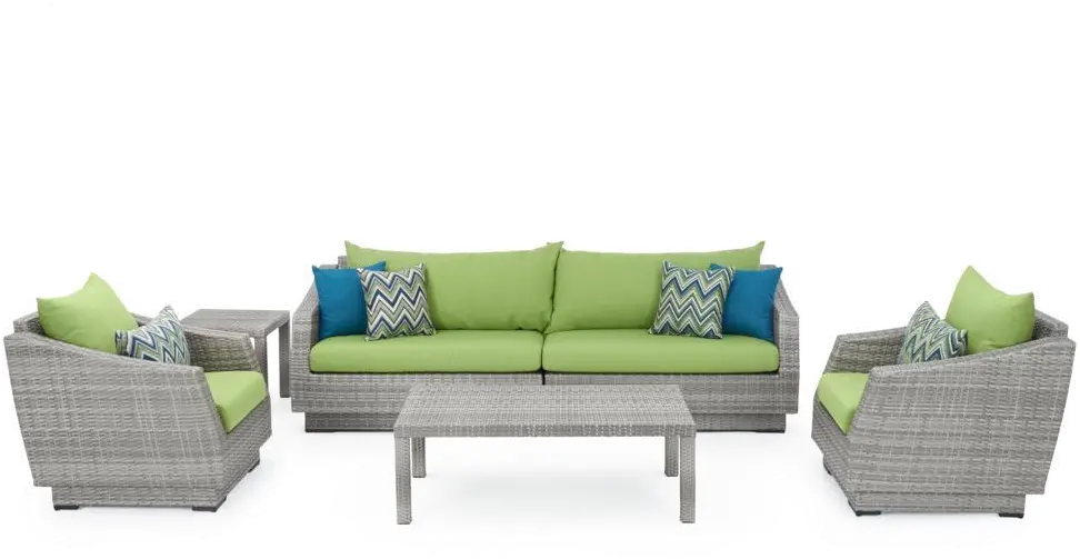 Cannes Green 6 Piece Sofa and Club Chairs Patio Set-2