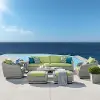 Cannes Green 8 Piece Sofa with Club Chairs and Ottomans Patio Set