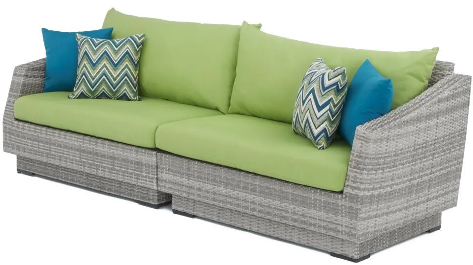 Cannes Green 8 Piece Sofa with Club Chairs and Ottomans Patio Set-3