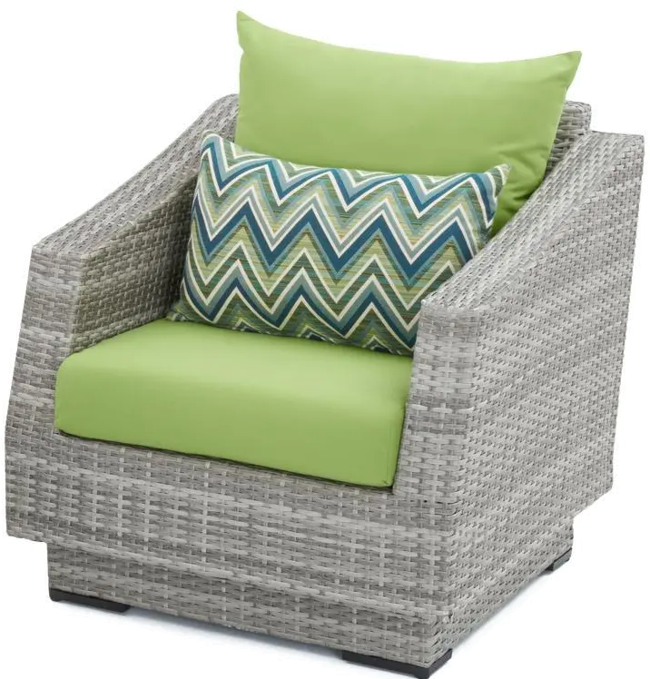 Cannes Green 8 Piece Sofa with Club Chairs and Ottomans Patio Set-4