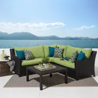 Deco Green 4 Piece Sectional with Table Patio Set