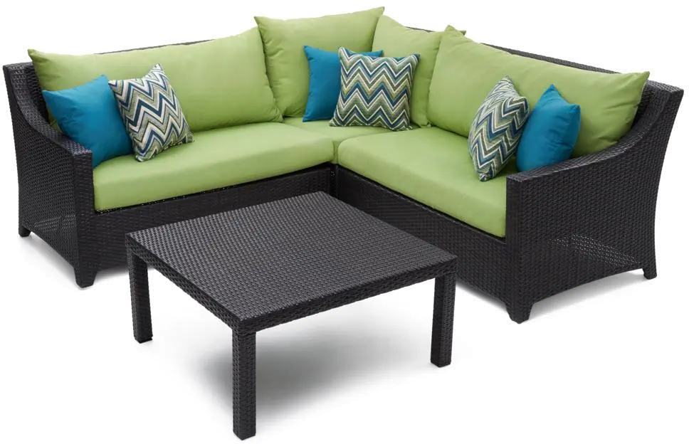 Deco Green 4 Piece Sectional with Table Patio Set-2