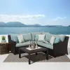 Deco Light Blue 4 Piece Sectional with Table Patio Set