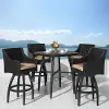 Deco Beige 5 Piece Barstool Patio Set