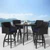 Deco Navy 5 Piece Barstool Patio Set