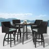 Deco Light Blue 5 Piece Barstool Patio Set