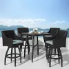 Deco Light Blue 5 Piece Barstool Patio Set