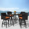 Deco Orange 5 Piece Barstool Patio Set