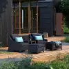 Deco Blue 5 Piece Club Chairs with Ottomans Patio Set