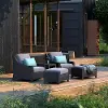 Deco Gray 5 Piece Club Chairs with Ottomans Patio Set