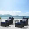 Deco Navy 5 Piece Club Chairs with Ottomans Patio Set