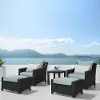 Deco Light Blue 5 Piece Club Chairs with Ottomans Patio Set