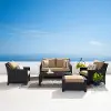 Deco Beige 5 Piece Loveseat with Club Chairs and Ottoman Patio Set