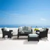 Deco Light Blue 5 Piece Loveseat with Club Chairs and Ottoman Patio Set