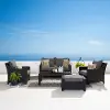 Deco Charcoal 5 Piece Loveseat with Club Chairs and Ottoman Patio Set