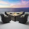 Deco Charcoal 5 Piece Motion Club Chairs with Fire Table Patio Set