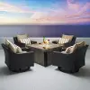 Deco Beige 5 Piece Motion Club Chairs with Fire Table Patio Set