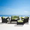 Deco Green 6 Piece Loveseat with Club Chairs and Ottoman Patio Set