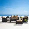 Deco Beige 6 Piece Loveseat with Club Chairs and Ottoman Patio Set