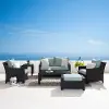 Deco Light Blue 6 Piece Loveseat with Club Chairs and Ottoman Patio Set