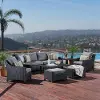 Deco Charcoal 8 Piece Sofa with Club Chairs and Ottomans Patio Set