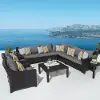 Deco Charcoal 9 Piece Sectional and Club Chairs Patio Set