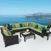 Deco Green 9 Piece Sectional and Club Chairs Patio Set
