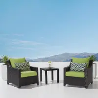 Deco Green Club Chairs and Side Table Patio Set