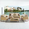 Mili Beige 4 Piece Loveseat and Club Chairs Patio Set