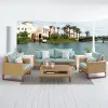Mili Light Blue 4 Piece Loveseat and Club Chairs Patio Set